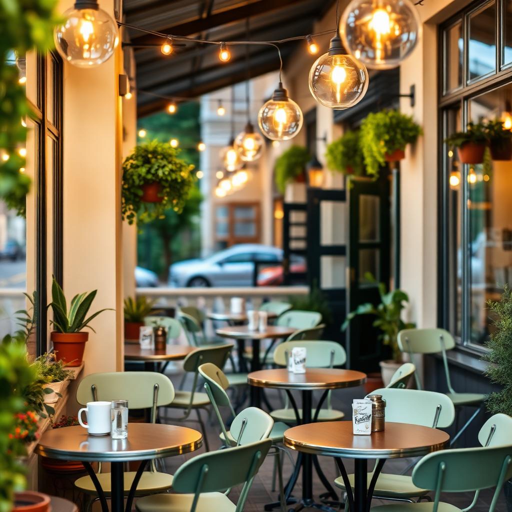 Terraza acogedora del café